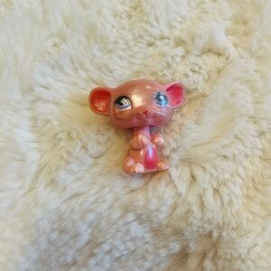 Littlest Pet Shop LPS #633 Pink Standing Mouse With Purple Cross Eyes
